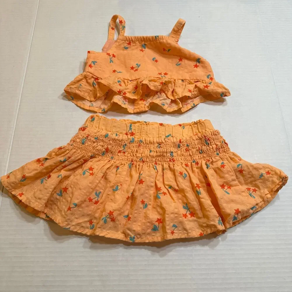 Cat and Jack Baby Girl Summer Outfit sz 12 m Two Piece Matching Set